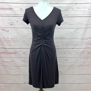 Athleta V-Neck Ruched Front Short Sleeve Honey Athletic Dress Modal Spandex